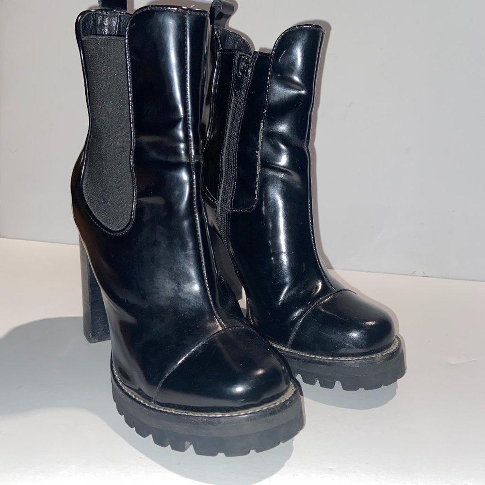 Jeffrey Campbell Patent Leather Chelsea Boots 7